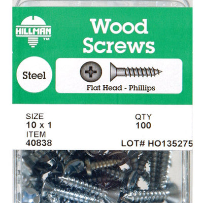 HILLMAN No. 8 X 3 in. L Phillips Zinc-Plated Coarse Wood Screws