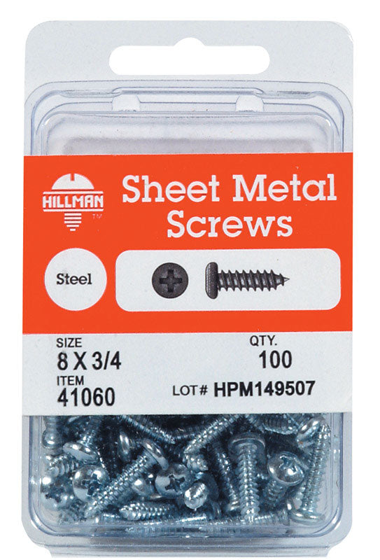 HILLMAN No. 8 Ga. X 1/2 in. L Phillips Pan Head Sheet Metal Screws