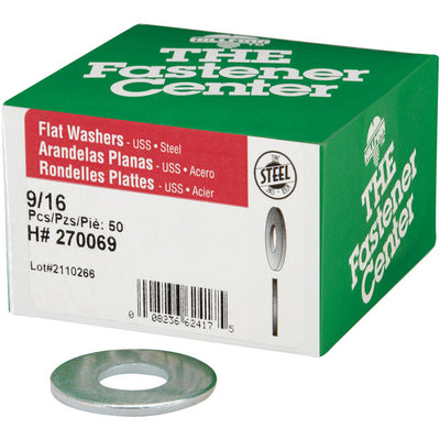 HILLMAN Zinc-Plated Steel 9/16 in. USS Flat Washer 50 pk