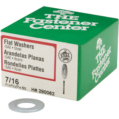 HILLMAN Zinc-Plated Steel 7/16 in. SAE Flat Washer 50 pk