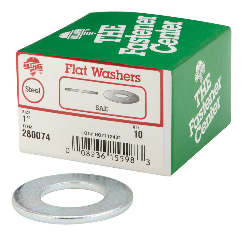 HILLMAN Zinc-Plated Steel 1 in. SAE Flat Washer