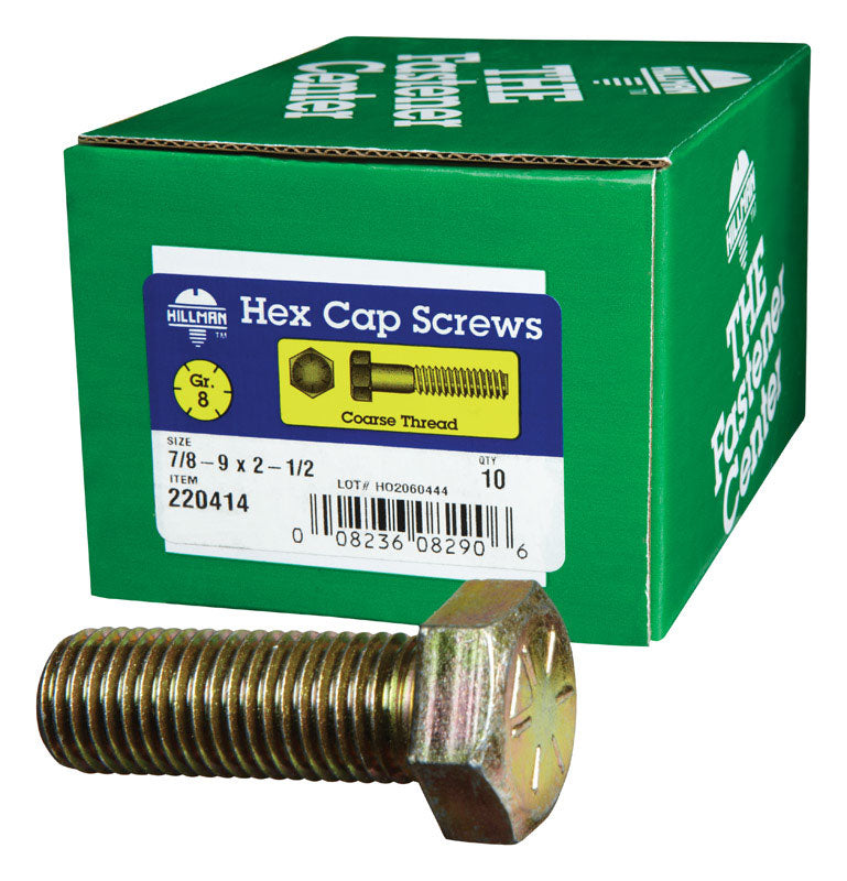 HILLMAN 7/8-9 in. D X 2-1/2 in. L Heat Treated Steel Hex Head Cap Screw