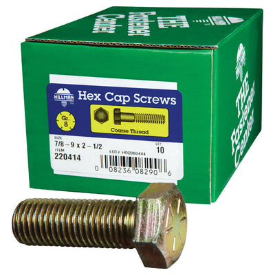 HILLMAN 7/8-9 in. D X 2-1/2 in. L Heat Treated Steel Hex Head Cap Screw