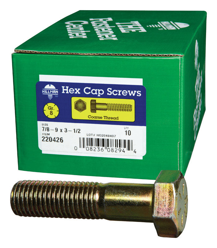HILLMAN 7/8-9 in. D X 3-1/2 in. L Heat Treated Steel Hex Head Cap Screw