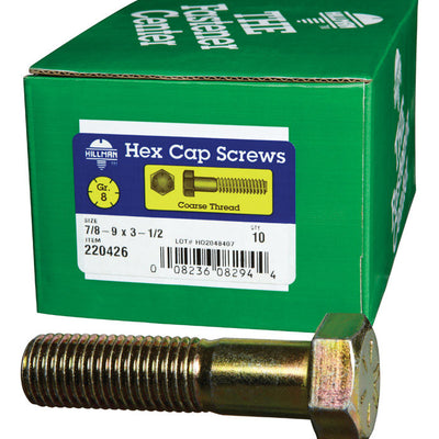 HILLMAN 7/8-9 in. D X 3-1/2 in. L Heat Treated Steel Hex Head Cap Screw