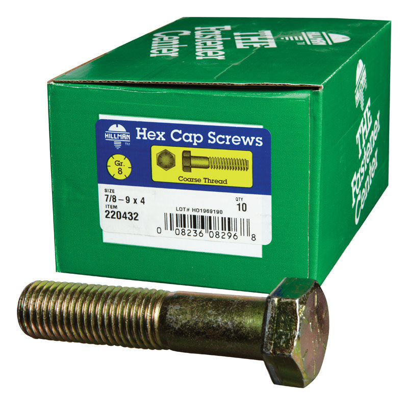 HILLMAN 7/8-9 in. D X 4 in. L Heat Treated Steel Hex Head Cap Screw