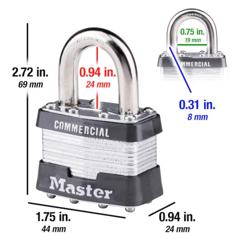 Master Lock 1.75 in. H X 1.75 in. W X 1-3/4 in. L Laminated Steel Dual Ball Bearing Locking Exterior