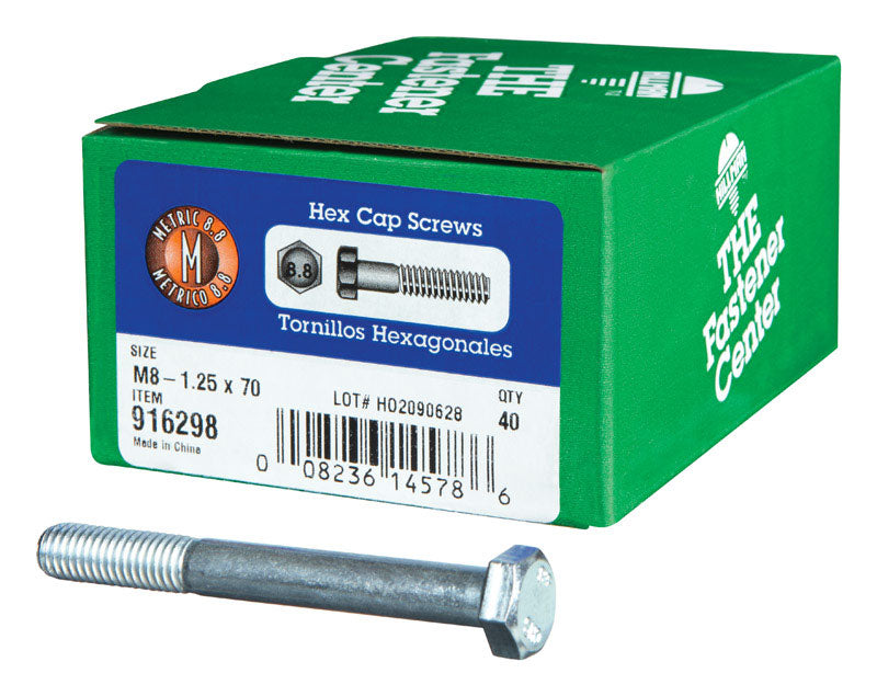 HILLMAN M8-1.25 mm D X 70 mm L Heat Treated Steel Hex Head Cap Screw