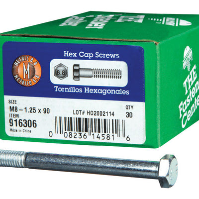 HILLMAN M8-1.25 mm D X 90 mm L Heat Treated Steel Hex Head Cap Screw