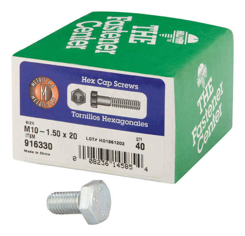 HILLMAN M10-1.50 mm D X 20 mm L Heat Treated Steel Hex Head Cap Screw