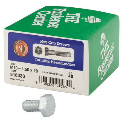 HILLMAN M10-1.50 mm D X 20 mm L Heat Treated Steel Hex Head Cap Screw