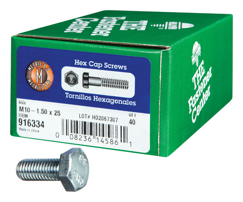 HILLMAN M10-1.50 mm D X 25 mm L Heat Treated Steel Hex Head Cap Screw
