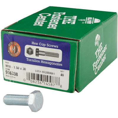 HILLMAN M10-1.50 mm D X 30 mm L Heat Treated Steel Hex Head Cap Screw 40 pk