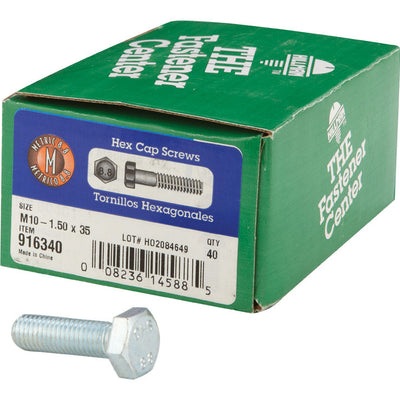 HILLMAN M10-1.50 mm D X 35 mm L Heat Treated Steel Hex Head Cap Screw 40 pk