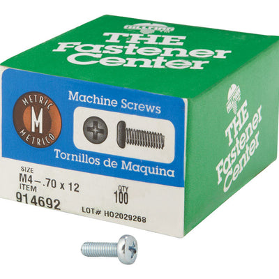 HILLMAN M4-0.7 Ga. X 12 in. L Phillips Pan Head Zinc-Plated Steel Metric Machine Screws 100 pk