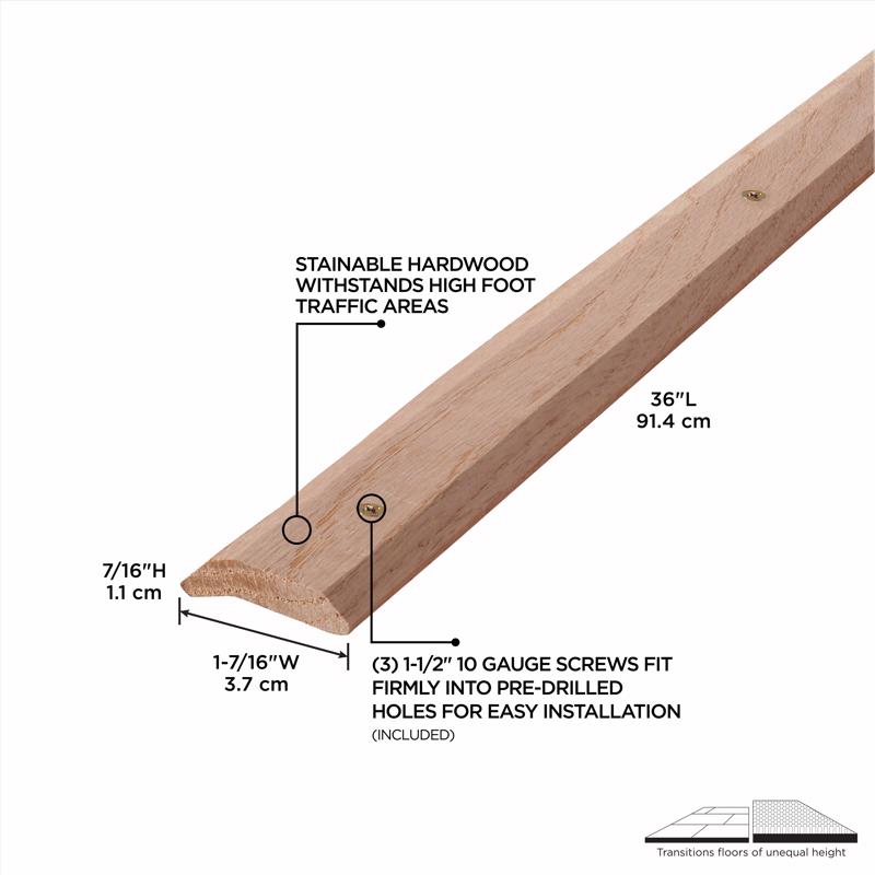 M-D Building Products 0.75 in. H X 1.44 in. W X 36 in. L Unfinished Hardwood Carpet Trim