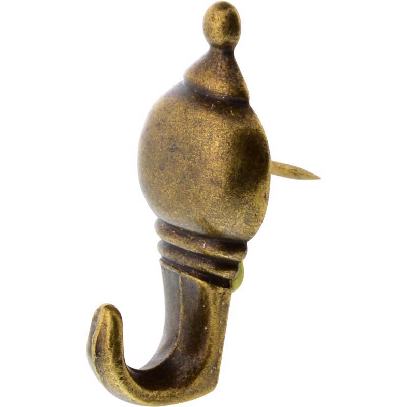HILLMAN Antique Brass Gold Push Pin Picture Hanger 10 lb 3 pc