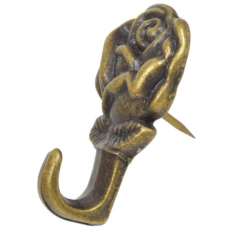 HILLMAN Antique Brass Gold Push Pin Picture Hook 20 lb