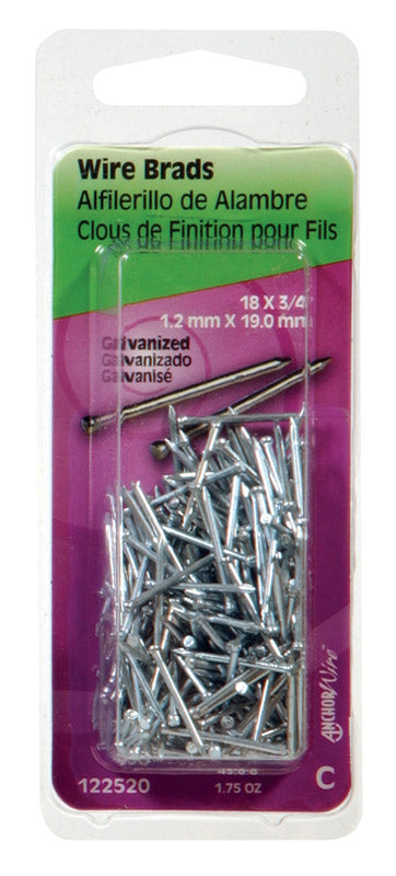 HILLMAN 18 Ga. X 3/4 in. L Electro Galvanized Steel Brad Nails 1.75 oz