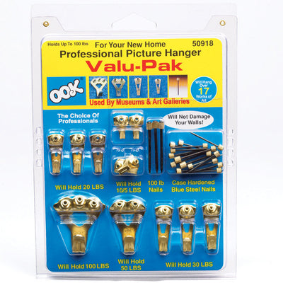 OOK Brass-Plated Assorted Picture Hanging Set 100 lb 34 pk