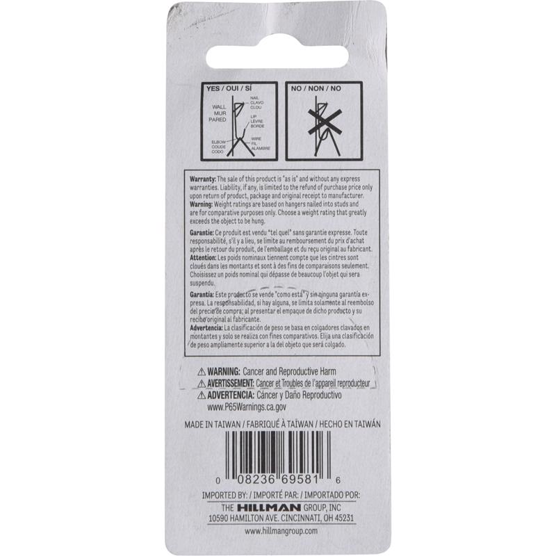 HILLMAN Brass-Plated Gold Conventional Picture Hanger 10 lb 8 pk
