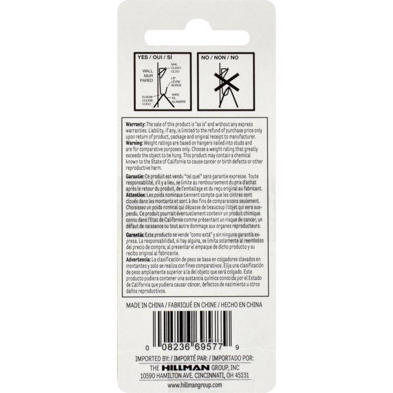 HILLMAN Brass-Plated Gold Conventional Picture Hanger 20 lb 8 pk