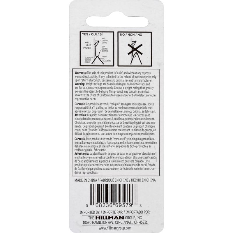 HILLMAN Brass-Plated Gold Conventional Picture Hanger 100 lb 2 pk