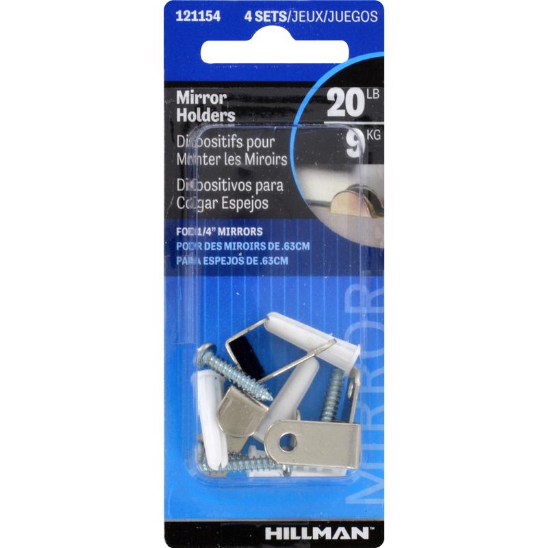 HILLMAN Silver Hidden Mirror Holder 20 lb 2 pk