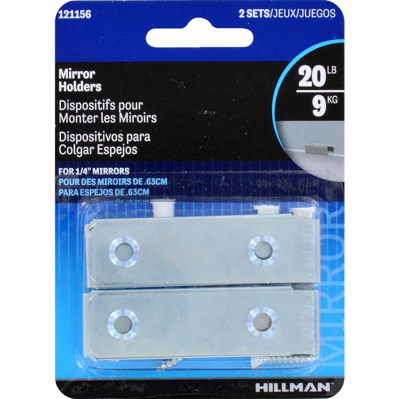 HILLMAN Silver Hidden Mirror Holder 20 lb 2 pk
