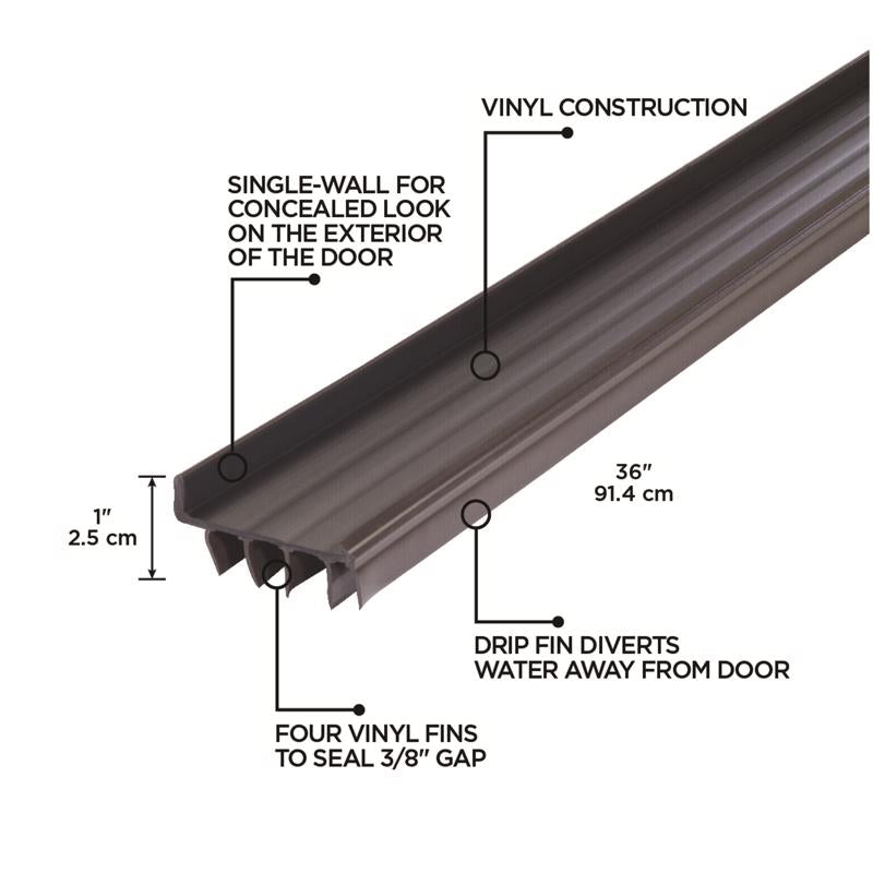 M-D Building Products Brown Vinyl Door Bottom For Doors 36 in. L X 1 in.