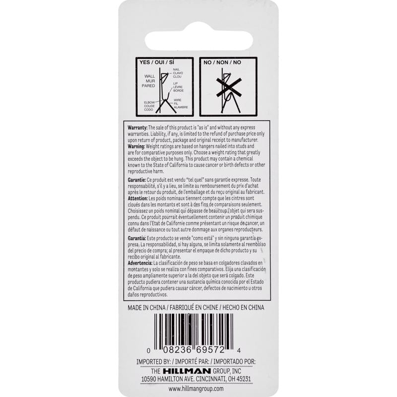 HILLMAN Steel-Plated White Conventional Picture Hanger 50 lb 3 pk