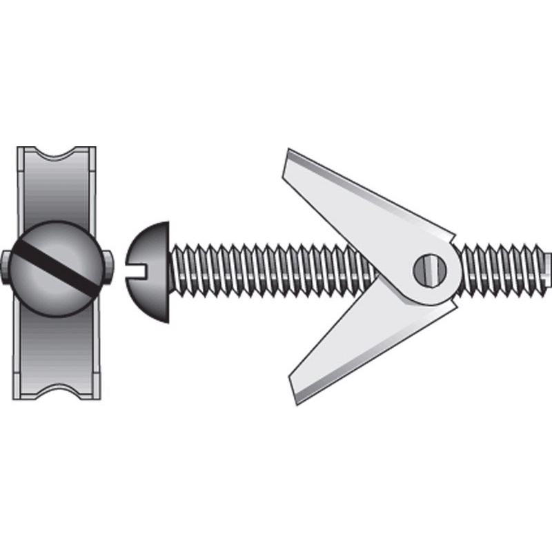 HILLMAN 3/16 in. D X 4 in. L Round Zinc-Plated Steel Toggle Bolt 2 pk