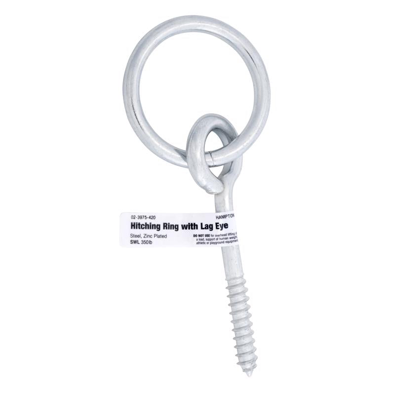 Hampton Large Zinc-Plated Silver Steel 3-5/8 in. L Rings w/Screw Eyes 350 lb