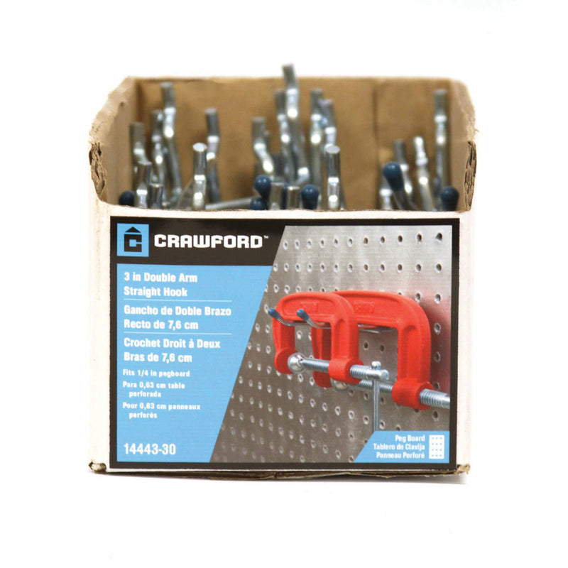 Crawford 3 in. L Zinc-Plated Silver Steel Pegboard Double Arm Hanger Holder 6 lb. cap.