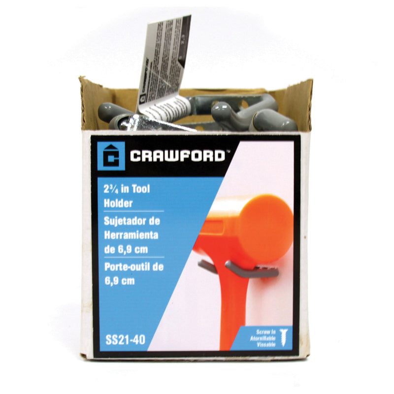 Crawford 2.75 in. L Vinyl Coated Gray Steel Small Tool Holder Hook 5 lb. cap.