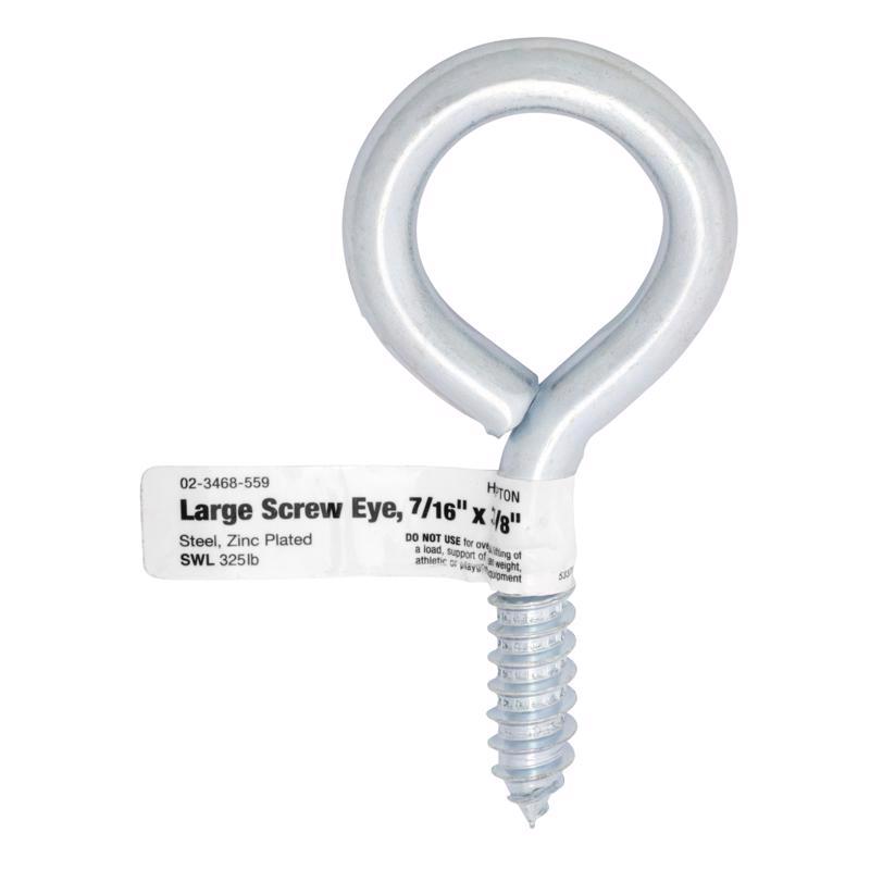 Hampton 7/16 in. D X 3-7/8 in. L Zinc-Plated Steel Screw Eye 325 lb. cap. 10 pk