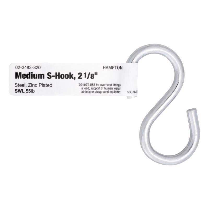 Hampton Medium Zinc-Plated Silver Steel 2.125 in. L S-Hook 55 lb
