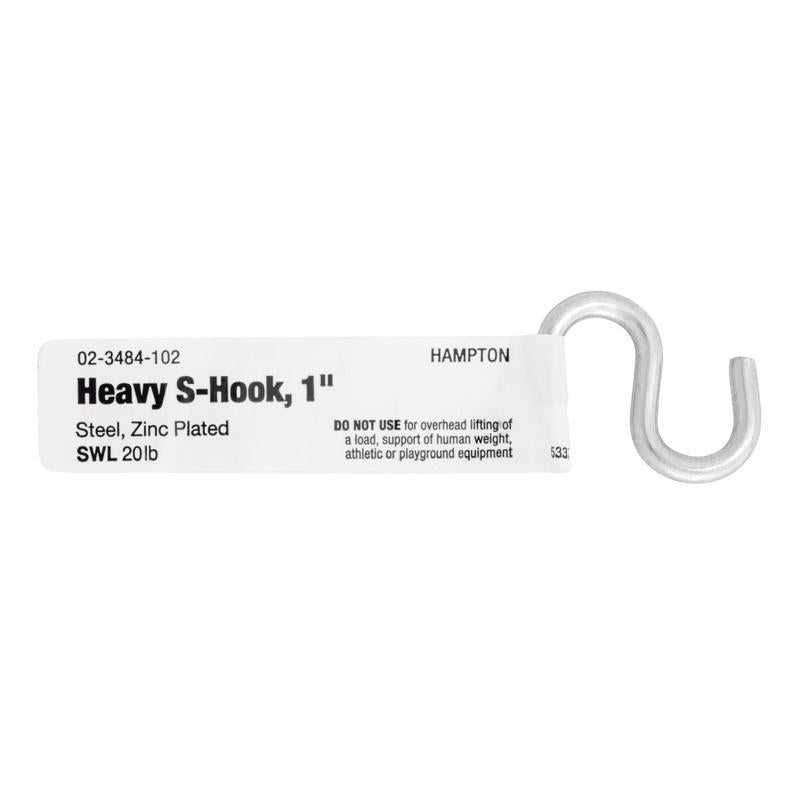 Hampton Small Zinc-Plated Silver Steel 1 in. L S-Hook 20 lb