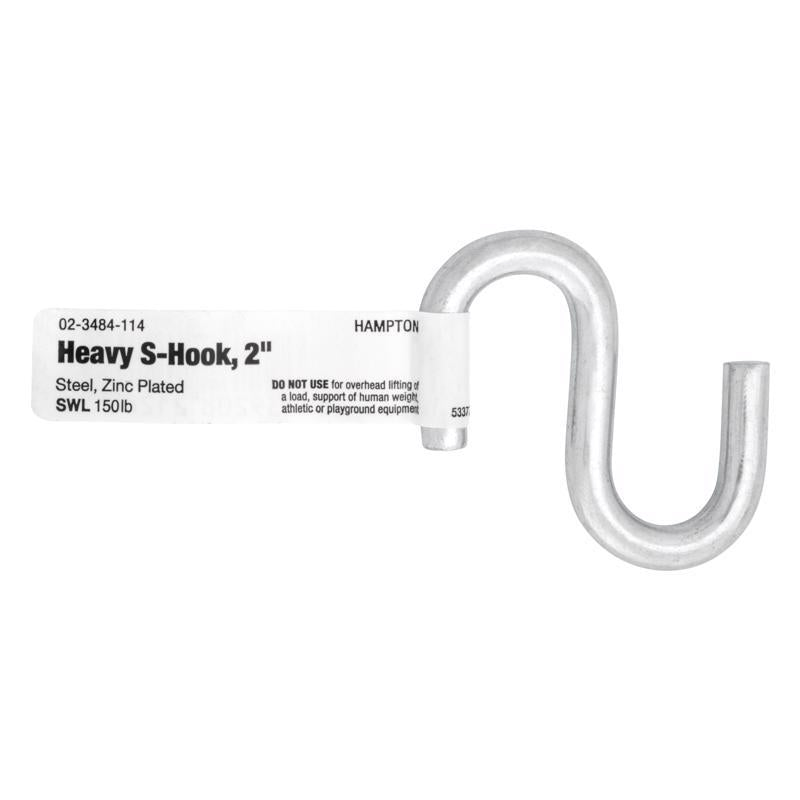Hampton Small Zinc-Plated Silver Steel 2 in. L S-Hook 150 lb