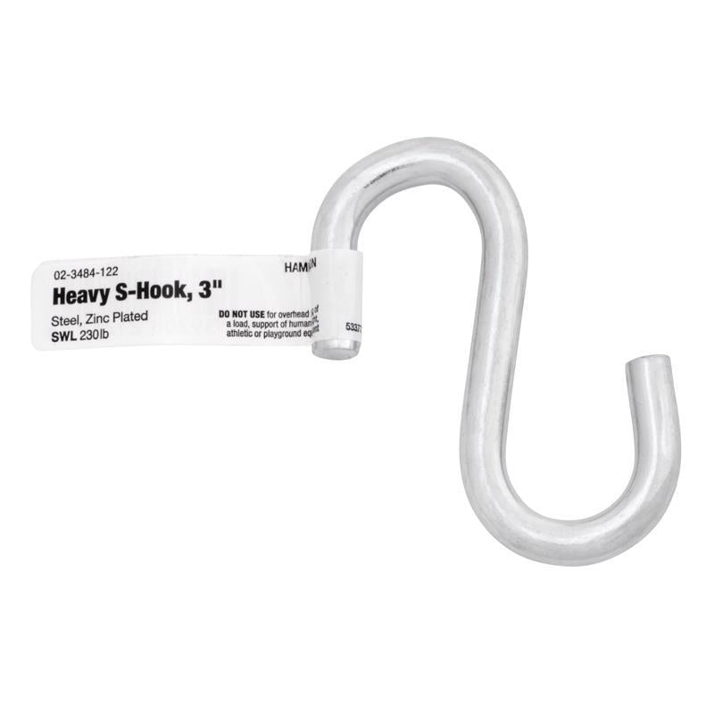Hampton Small Zinc-Plated Silver Steel 3 in. L S-Hook 230 lb