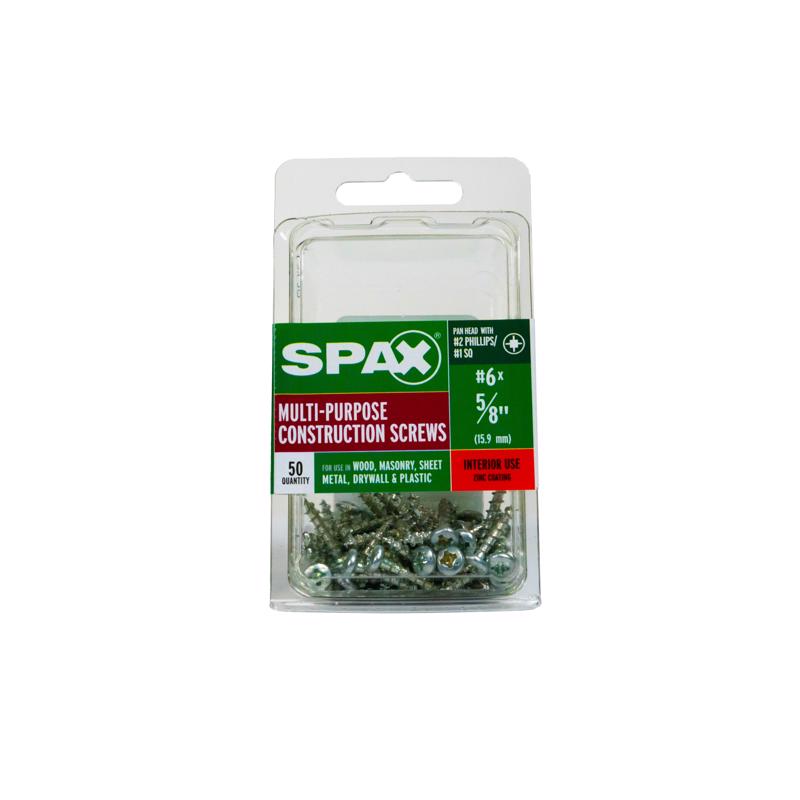 SPAX No. 6 X 5/8 in. L Phillips/Square Zinc-Plated Serrated Multi-Material Screw 50 pk