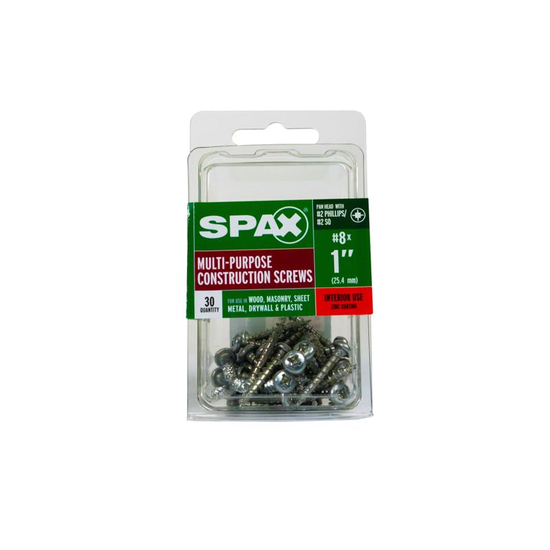 SPAX No. 8 X 1 in. L Phillips/Square Zinc-Plated Serrated Multi-Material Screw 30 pk