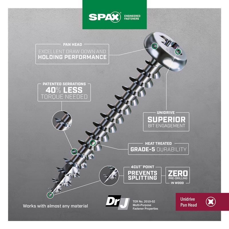 SPAX No. 8 X 1 in. L Phillips/Square Zinc-Plated Serrated Multi-Material Screw 30 pk