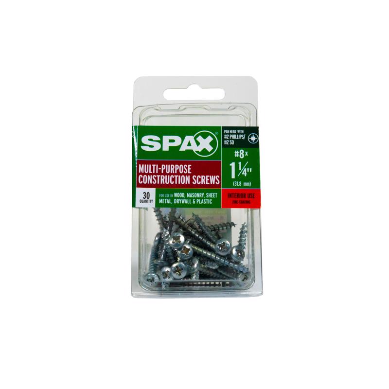 SPAX No. 8 X 1.25 in. L Phillips/Square Zinc-Plated Serrated Multi-Material Screw 30 pk