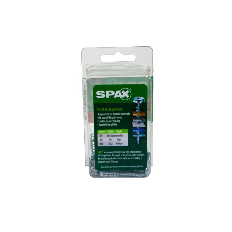 SPAX No. 8 X 1.25 in. L Phillips/Square Zinc-Plated Serrated Multi-Material Screw 30 pk
