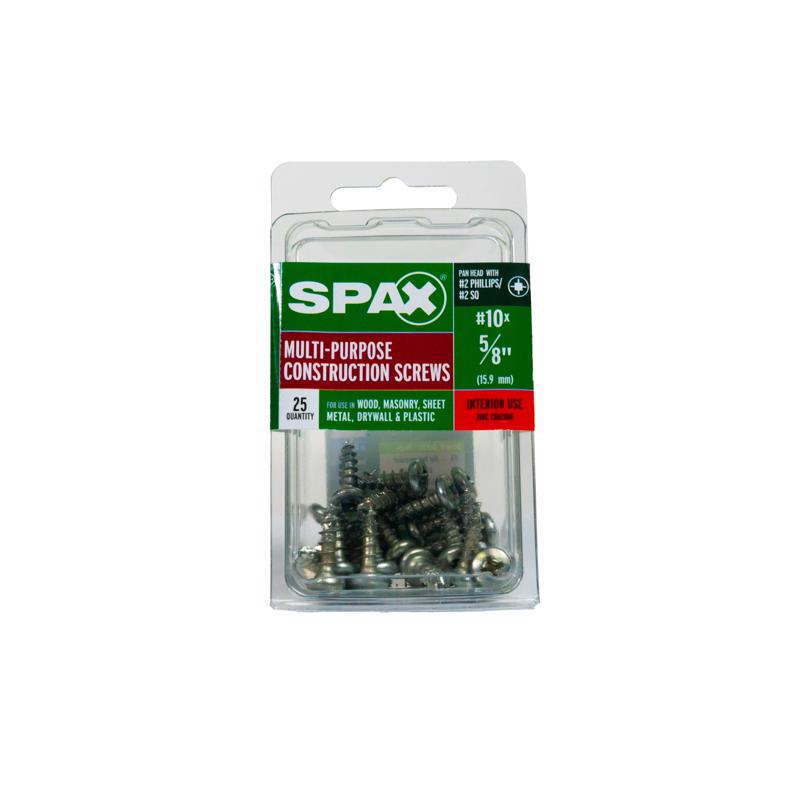 SPAX No. 10 X 5/8 in. L Phillips/Square Zinc-Plated Serrated Multi-Material Screw 25 pk