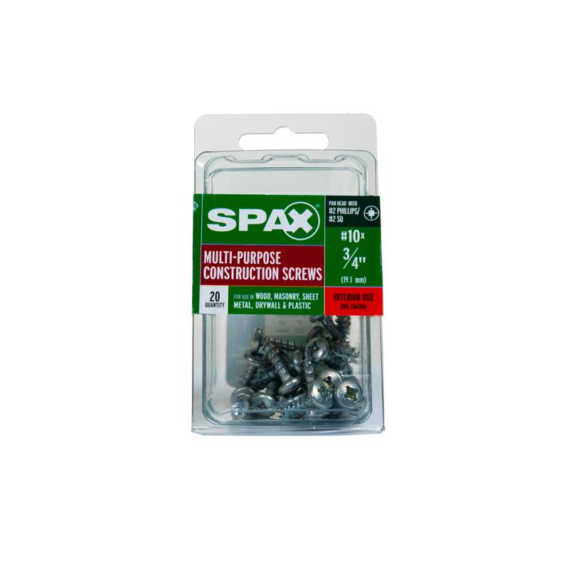 SPAX No. 10 X 3/4 in. L Phillips/Square Zinc-Plated Serrated Multi-Material Screw 20 pk