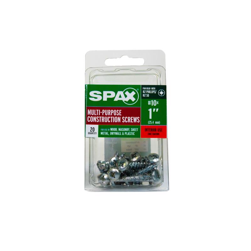 SPAX No. 10 X 1 in. L Phillips/Square Zinc-Plated Serrated Multi-Material Screw 20 pk