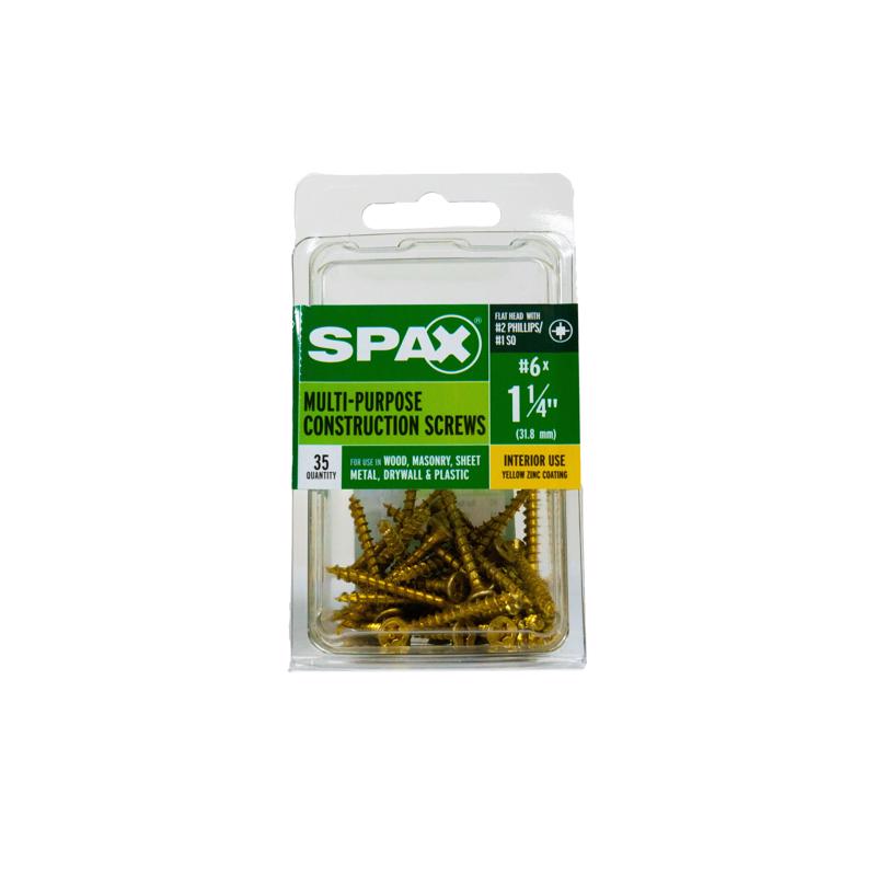 SPAX Multi-Material No. 6 Label X 1-1/4 in. L Unidrive Flat Head Serrated Construction Screws