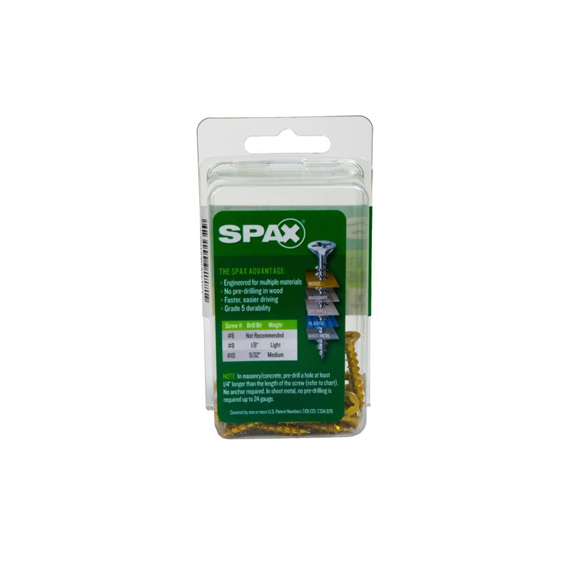 SPAX Multi-Material No. 8 Label X 1 in. L Unidrive Flat Head Serrated Construction Screws
